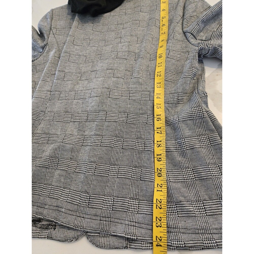Cisono XL Plaid Blazer Hooded 2-in-1 Women's Black White Faux Layered Coat - Picture 7 of 9